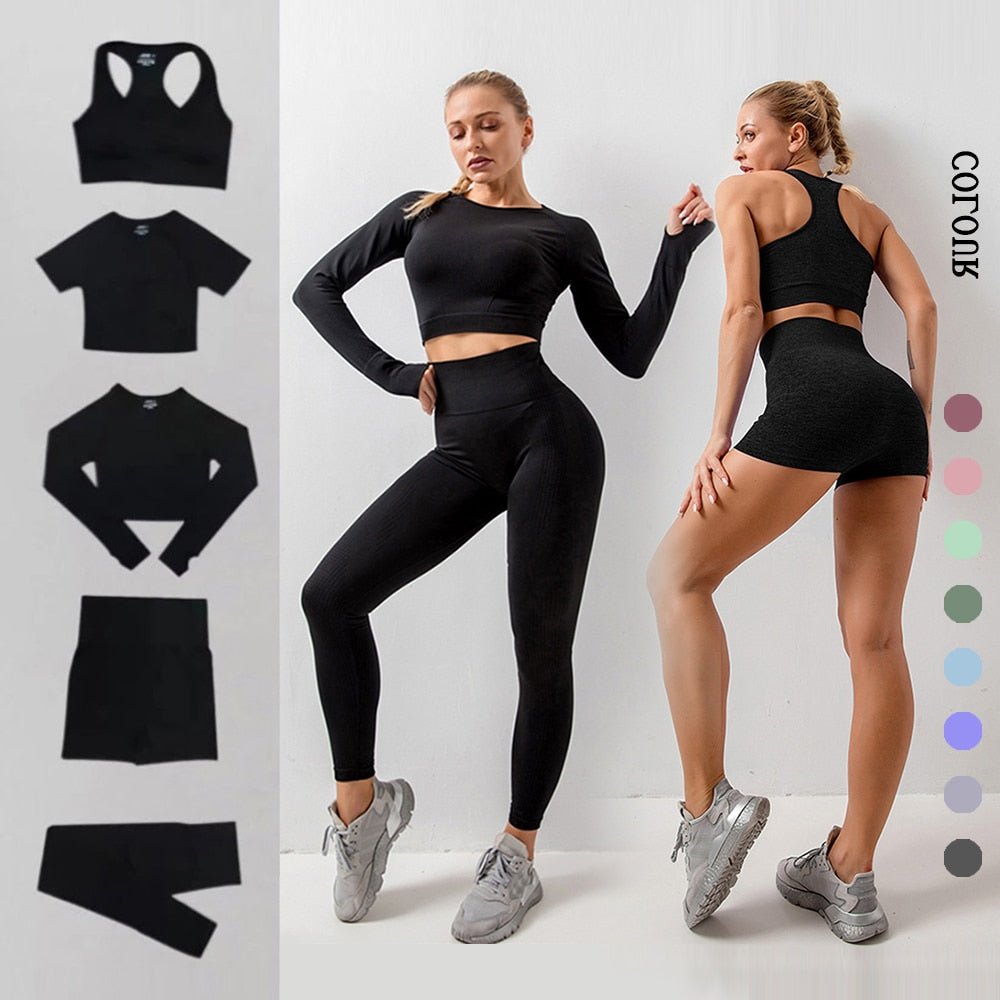 Fashion Women 2 Piece Yoga Set Workout Clothes Fitness Legging Long Sleeve  Gym Set Workout Clothes & Activewear, Purple / size/L