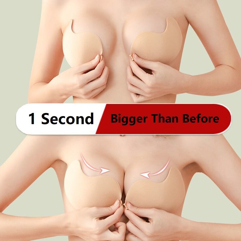 Women Silicone Sticky Bra Adhesive Bra, Backless Strapless Bra Push up  Lifting Invisible Bra. Mango Shape / 2 Pairs