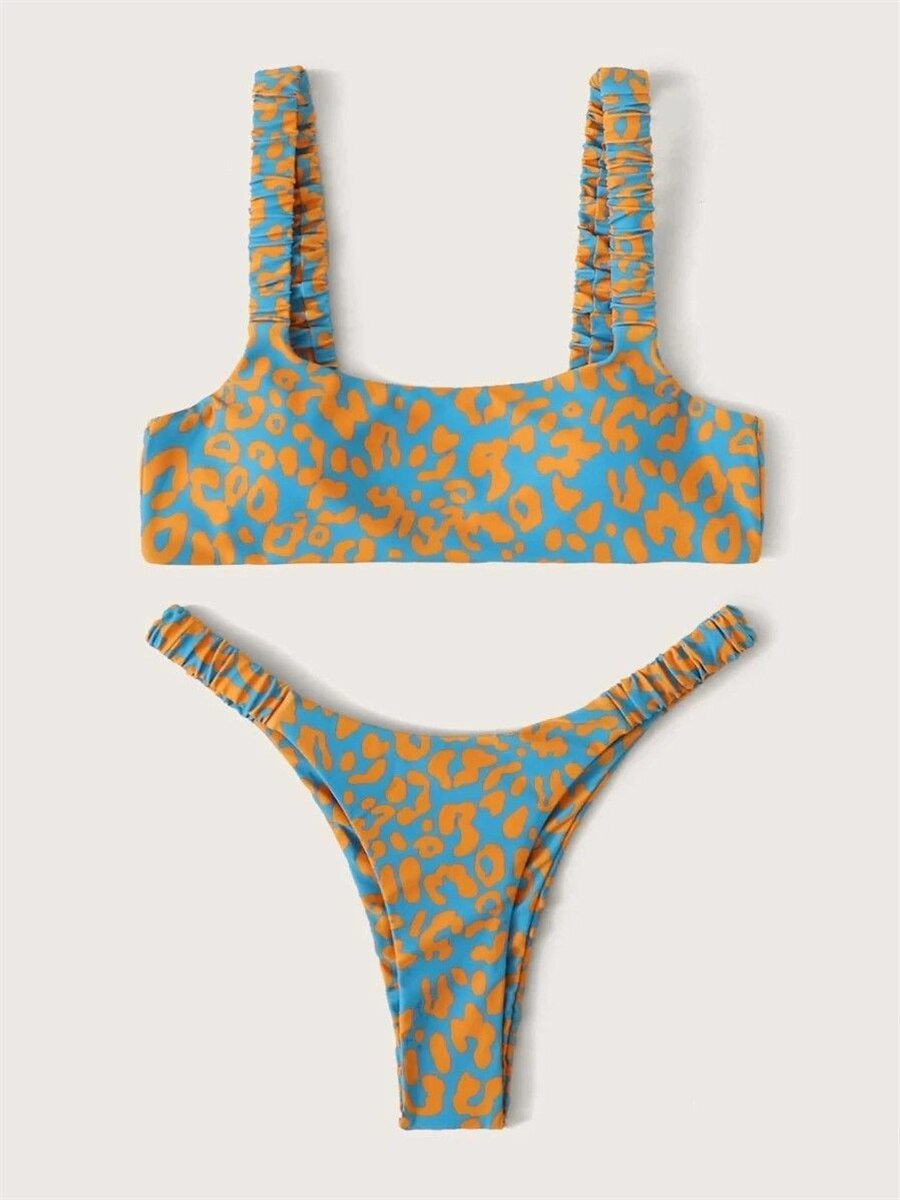 Nó Crop Top Bikini 2020 Leopardo Swimwear Mulheres Banhos Amarelo Push Up  Swimsuit Feminino T Shirt Thong Bikini Sexy Bathing Terno De $106,4