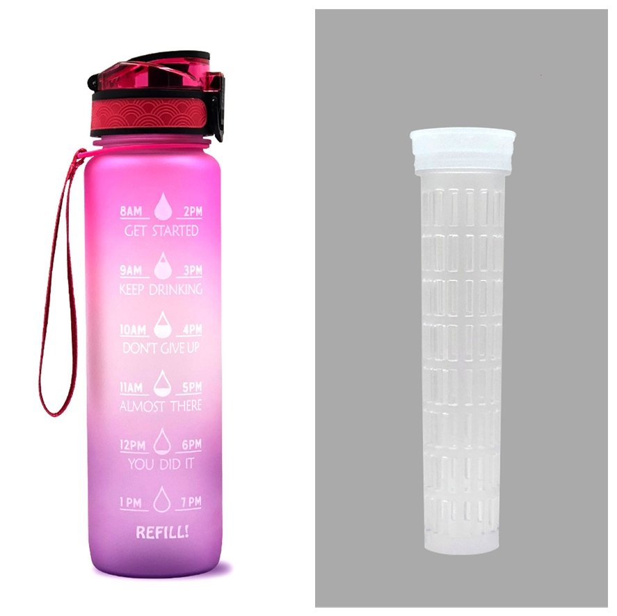 1L Tritan Water Bottle With Time Marker Bounce Cover Motivational Water Bottle Cycling Leakproof Cup For Sports Fitness Bottles - Linions