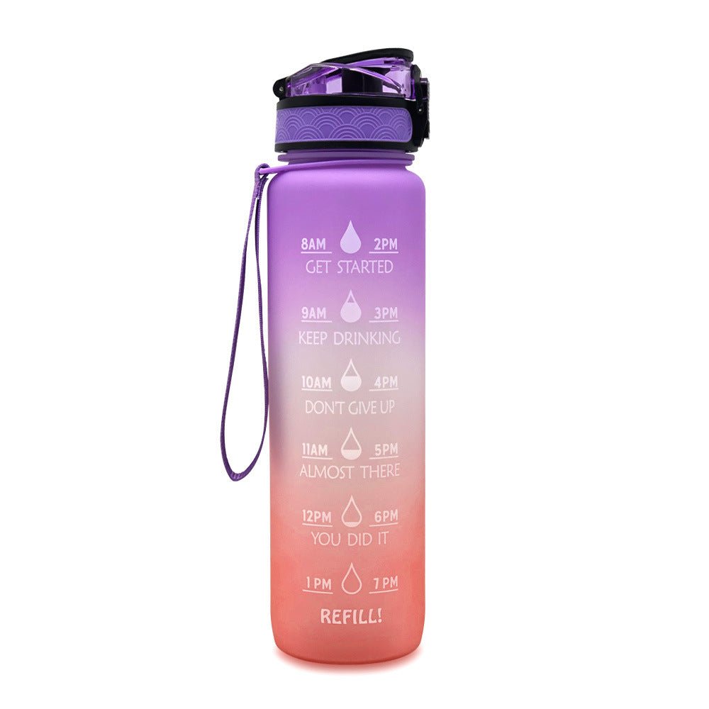 1L Tritan Water Bottle With Time Marker Bounce Cover Motivational Water Bottle Cycling Leakproof Cup For Sports Fitness Bottles - Linions