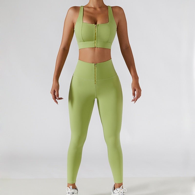 HongHe 2-Piece Yoga Suit Sets, Women's Yoga Set, Sports Bra Tops,  Comfortable, Seamless Sauna Leggings, Fitness Clothing, Push-Up Training  Clothing, Running Tracksuit (XL, Green) : : Fashion