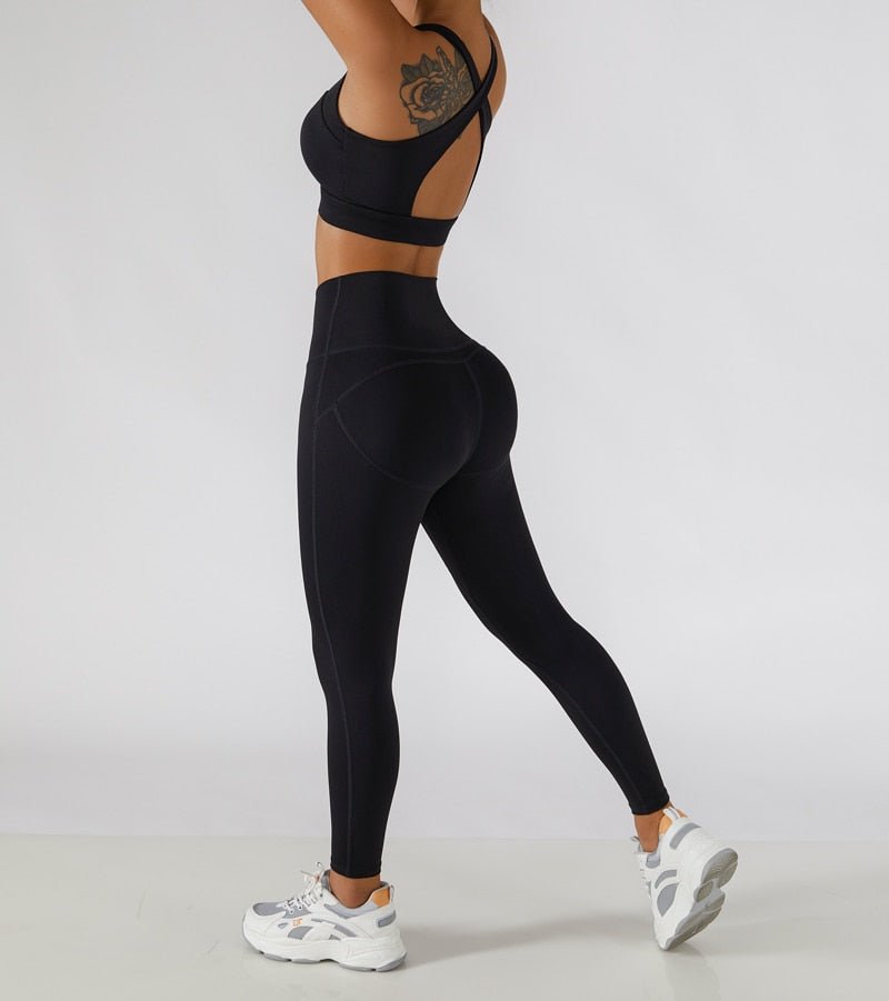 Yoga Clothing Set Sports Suit Women Workout Sports Outfit Fitness Set Wear  High Waist Gym Seamless Workout Clothes For Women (Color : Black long set,  Size : L) : : Fashion