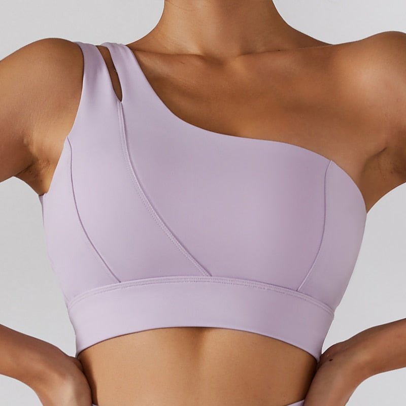 Women Sexy One Shoulder Solid Sports Bra Women Fitness Yoga Bras Gym Padded  Sport Top Athletic Underwear Workout Running Clothing