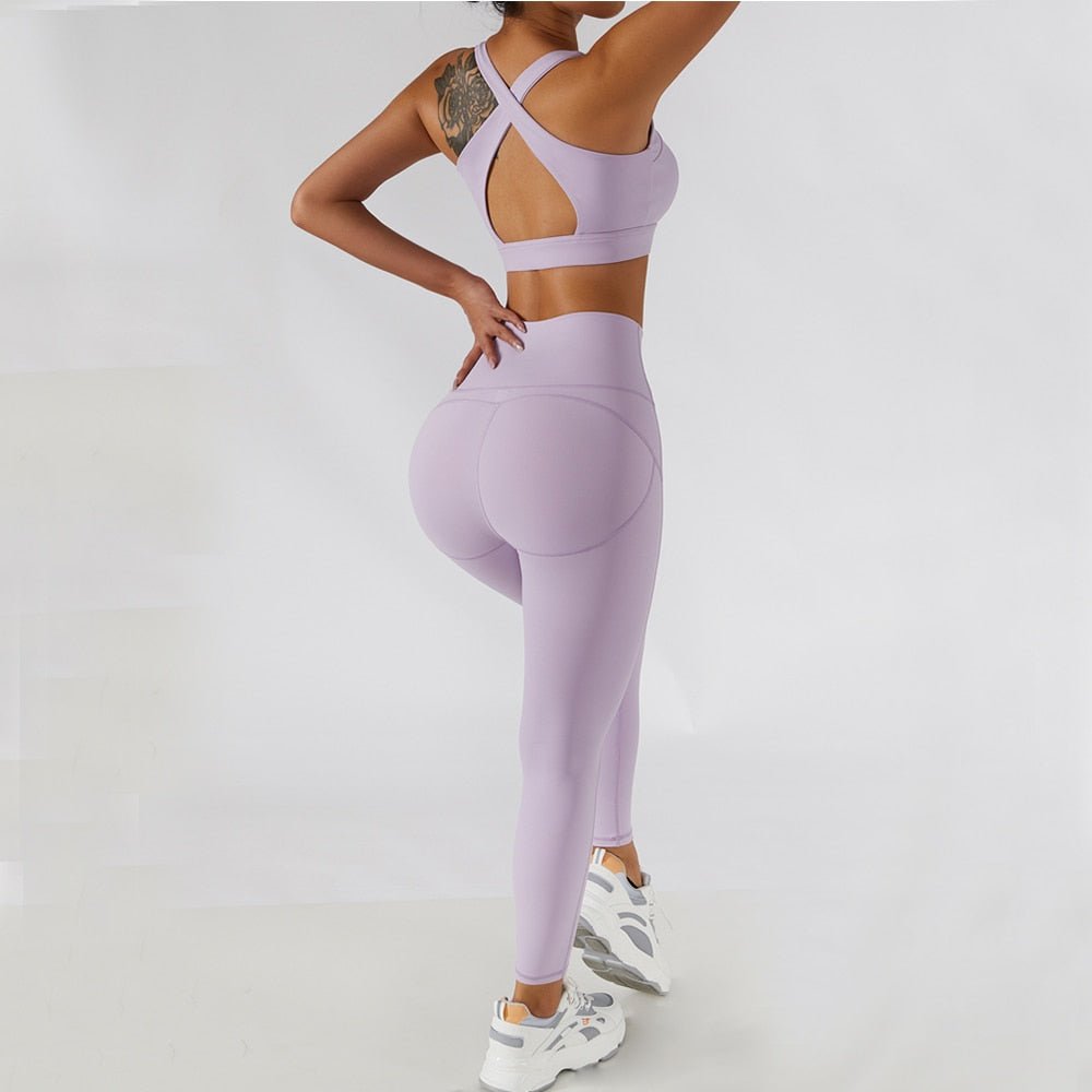 Women's Yoga Outfits 2 Piece Sets High Waisted Seamless Leggings with  Sports Bra Gym Clothes Sets Short Sleeve Tops Pants Workout Outfits
