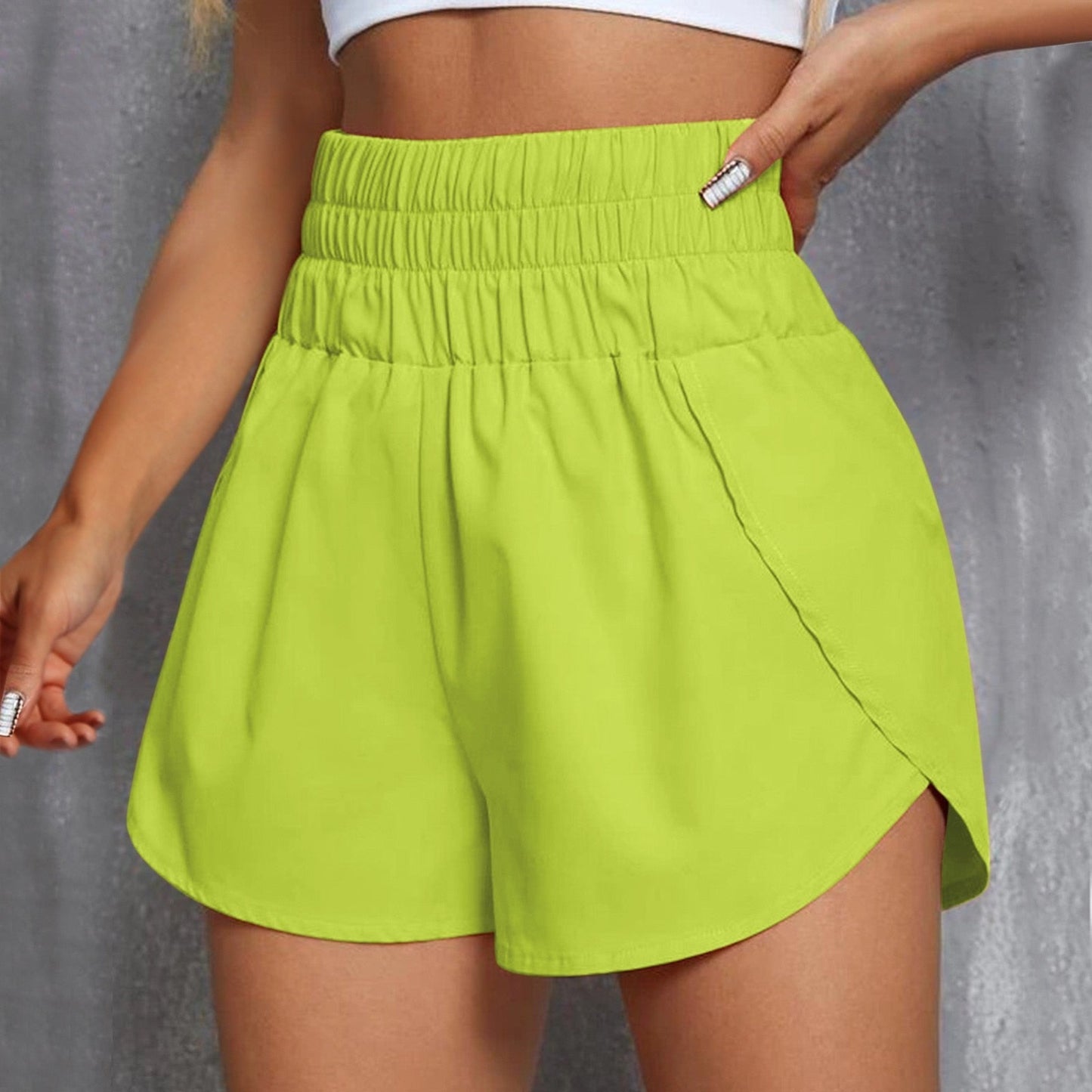 Fashion Women Sweat Shorts Summer Casual Loose Solid High Waist Short Pants  Green M 