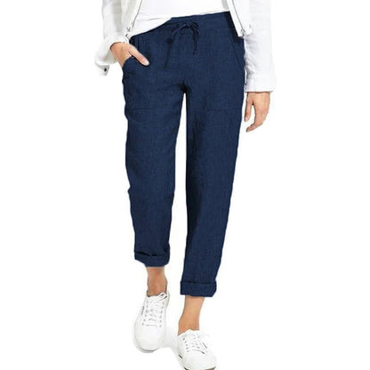 JYYYBF Women Casual Loose Cotton Linen Pants with Pocket Lady