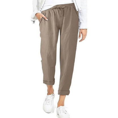 Fashion (White)2023 Summer Cotton Linen Pants Women New Fashion