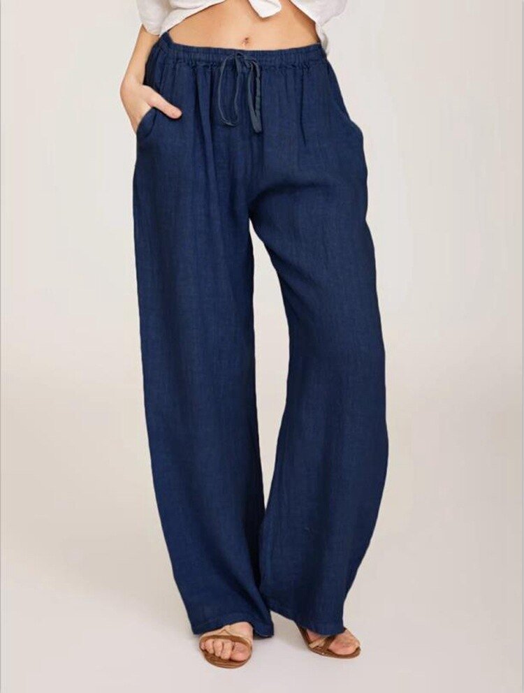 Plus Size Solid Summer Long Pants for Women Cotton Linen Casual Wide Leg Trousers  Summer Comfy Lounge Pants 4XL-5XL Blue : : Clothing, Shoes &  Accessories