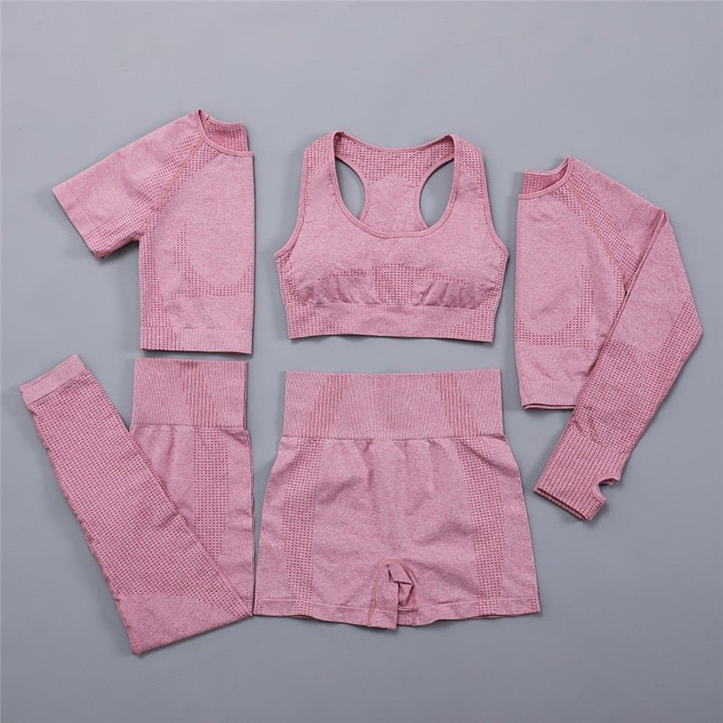 MMED Yoga Clothing Women Frill Yoga Set Pink Workout Set 2 Piece