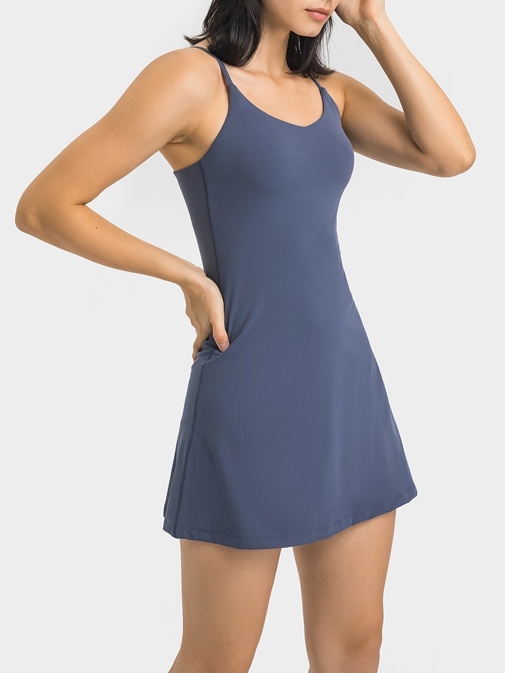 JAFINSY Women One Shoulder Workout Tennis Dress with Bra