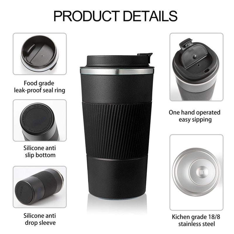 380/510ml Stainless Steel Coffee Thermal Non-slip Travel Car Bottle –  Linions