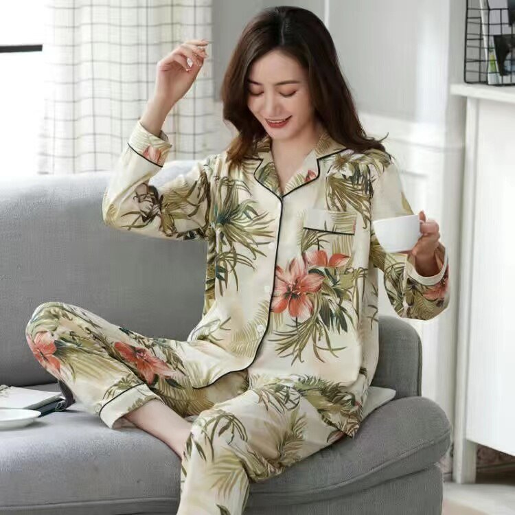 Ladies Pyjamas,Lace Pajamas Autumn Winter Women's Cotton Long