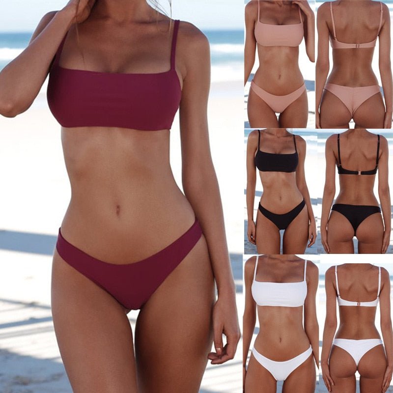 Womens Sexy Swimwear Push-up Bra Thong Underwear Bikini Set Beach