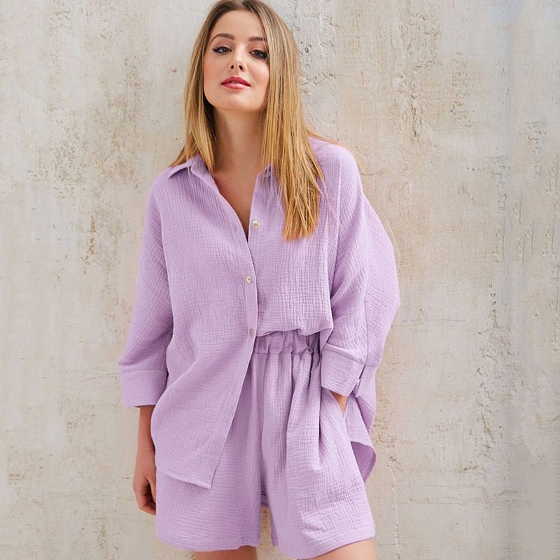 Linen Pyjama Shorts Pajama Shorts Set for Women Linen Summer