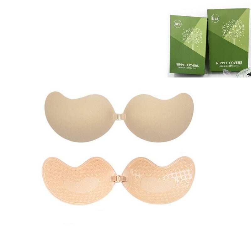 Daily Women Mango Shape Silicone Chest Sticker Soft Nude Bra Self Adhesive Strapless Breast Petals Invisible Cover Pad Underware - Linions