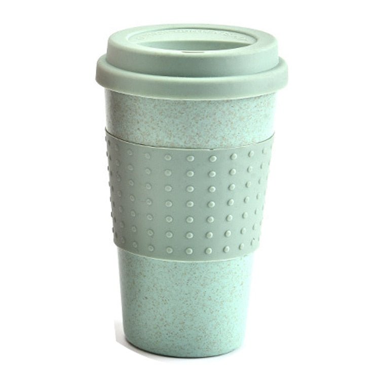 Eco-friendly Coffee Tea Cup Wheat Straw Travel Water Drink Mug with Silicone Lid Drinking Mugs - Linions