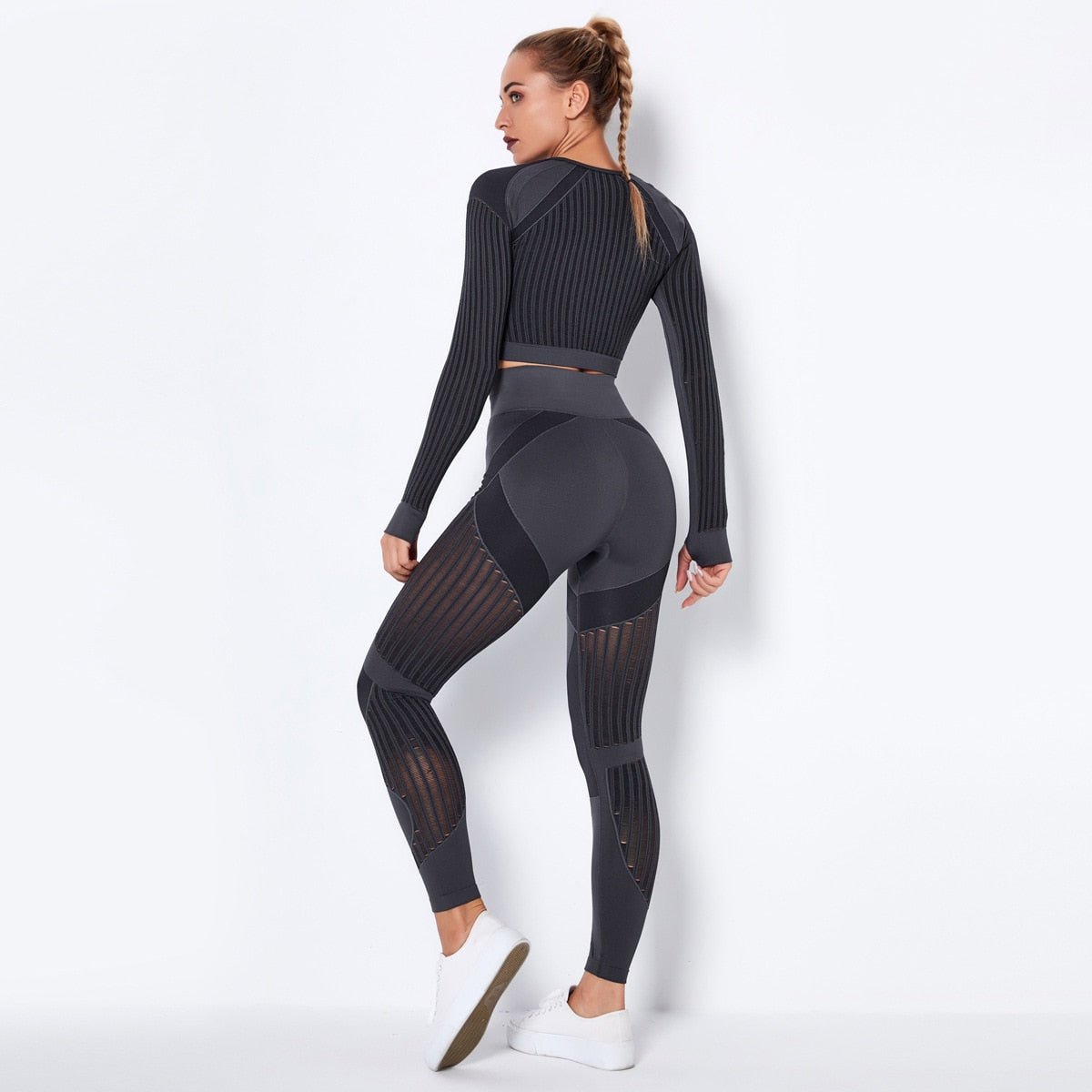 Women Seamless 2X Yoga Set Yoga Suit Crop Top+Leggings Pants
