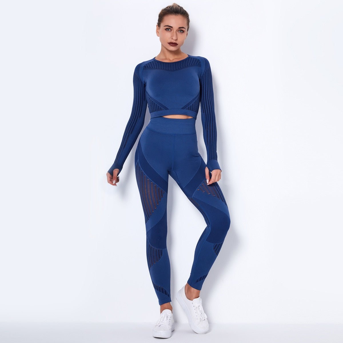 Women's Seamless Workout Outfits Athletic Set GYM Leggings + Crop