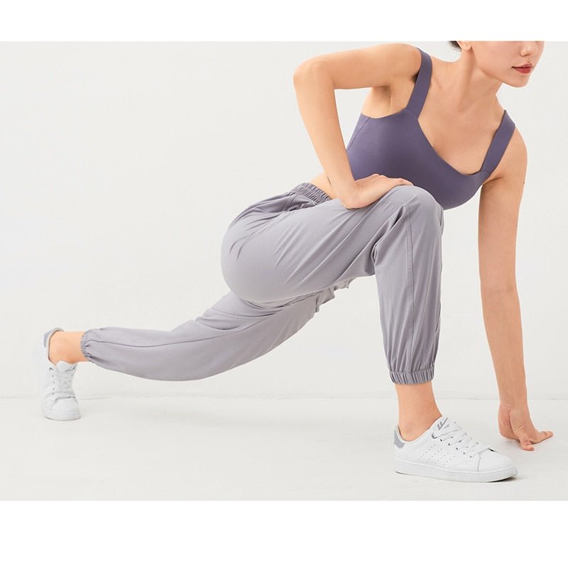 Womens Quick Dry Yoga Studio Pants Breathable Drawstring Sports