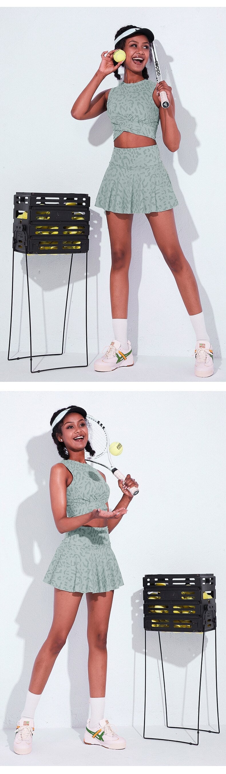 New Leopard Print Tennis Skirt Set Running Sports Skirt Half-length Sports Skirt Badminton Skirt Skort Women Tennis Dress - Linions