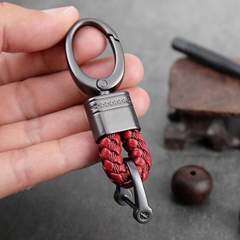Elevate Your Style with Our Hand-Woven Leather Car Key Ring | Linions Blue1
