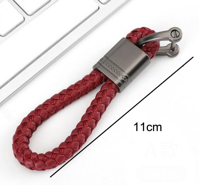 Men Metal Leather Keychain Key Chain Ring Keyfob Car Keyring Holder Braided  Rope