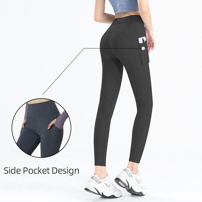 Workout Shorts Womens Tight Solid Peach Exercise Yoga Shorts With Pockets 