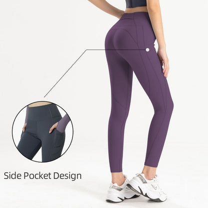 High Waist Pocket Fitness Leggings Women Solid Color Seamless