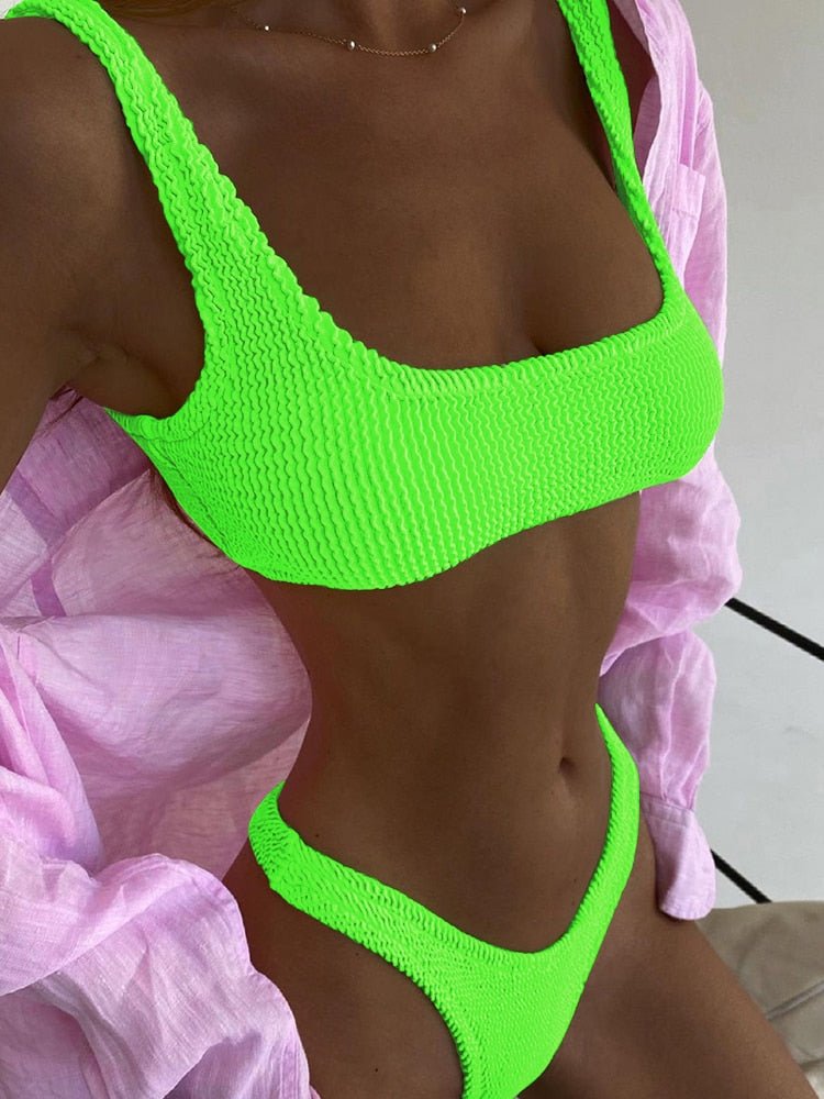 Women Solid Cutout Bikini Sets Push Up High Waisted Swimsuits 2 Piece,  Brazilian Thong Bikini Swimsuit Bathing Suit 