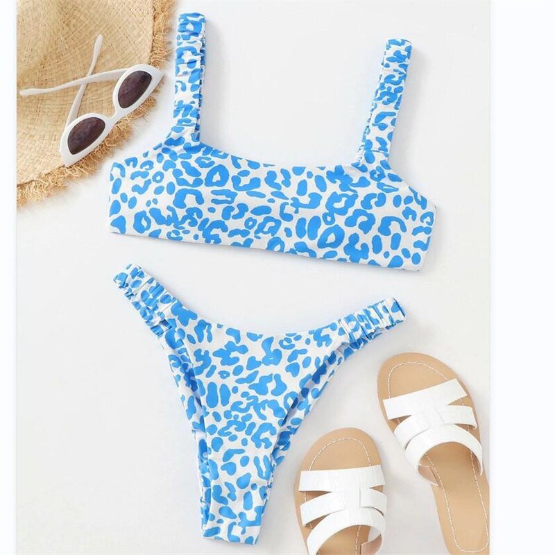 Women Sexy Lingerie Micro Bikini Set Swimwear Bra Top G-string Thong  Underwear Blue