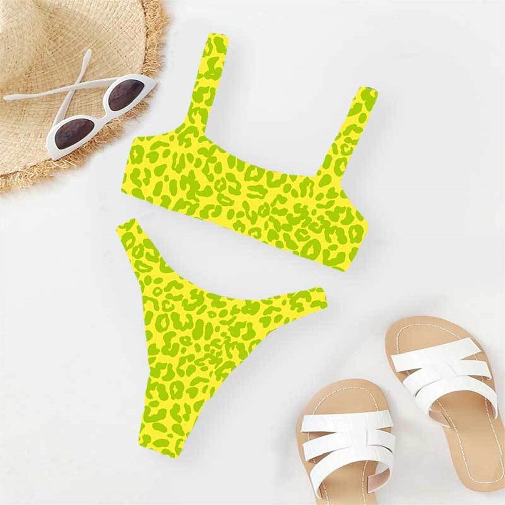 Micro Bikini 2023 Swimwear Women Sexy Yellow Leopard Print