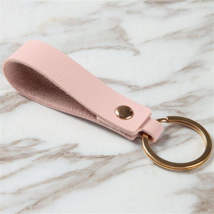 Simple Soild Color Leather Keychain Business PU Wristlet Lanyard Strap Key Holder For Women Men Wallet Purse Charms Gifts - Linions