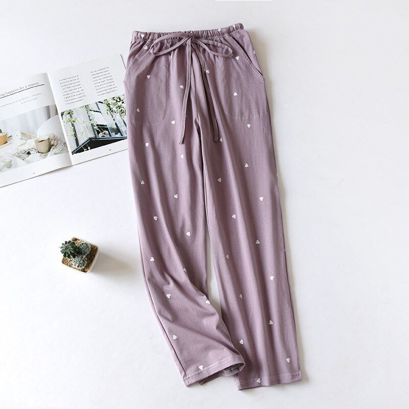 2023 Spring New Pajamas Pants For Women Crepe 100% Cotton Loose Casual  Straight Trousers Home Clothes Checkerboard Sleep Pants - Sleep Bottoms -  AliExpress