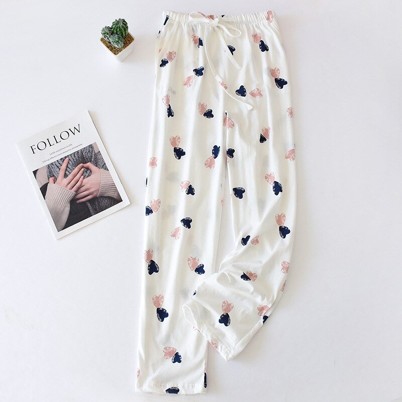 Langsha spring and autumn maternity pajamas pure cotton trousers loose plus  size adjustable confinement postpartum summer