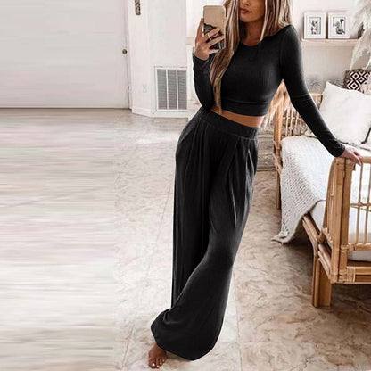 Black simplicity flare leg pants, casual, solid, simplicity, long, Lycra,  relaxed, spring Trousers & Pants