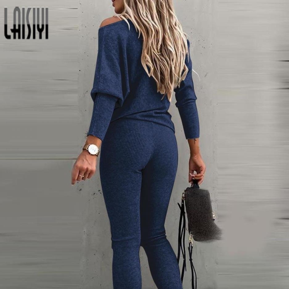 Solid Knitted Sweater Suit (Two Piece - Casual Drawstring, Long Sleeve) - Linions