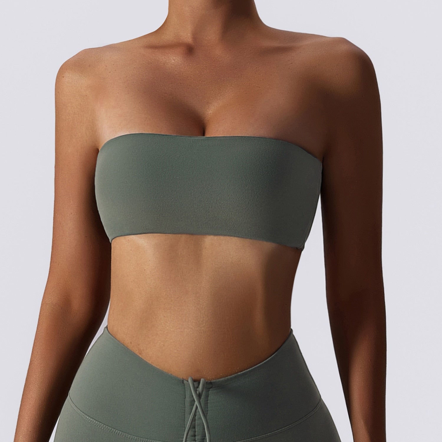Deep Back Cutout Top Size Bandeau Stretch Bra Top Therme for Women Fitness  Plus Padded Bra Strapless Shirts Women's Short Sleeve, Green : :  Fashion