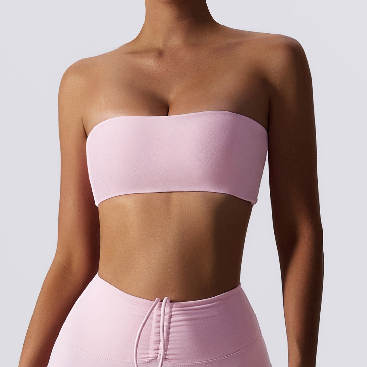 Weightless Bra Nude Bandaue White Bandeau Crop Top Zip Front Yoga Bra Thick  Strap Bra Pink Sport Bra Vest+Top+with+Bui : : Fashion