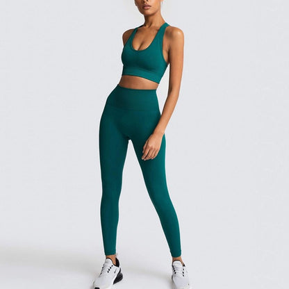 Two Piece Set Women Sportswear Workout Clothes for Women Sport Sets Suits For Fitness Long Sleeve Seamless Yoga Set Leggings - Linions