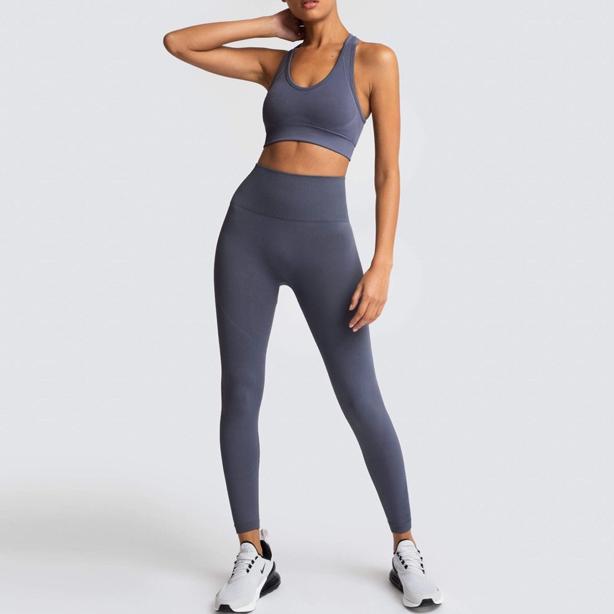 Long Sleeve Two Pcs Seamless Yoga Set Workout Clothes For Women Gym Sets Womens  Outfits Sports Set Sportswear Gym Clothing Suit