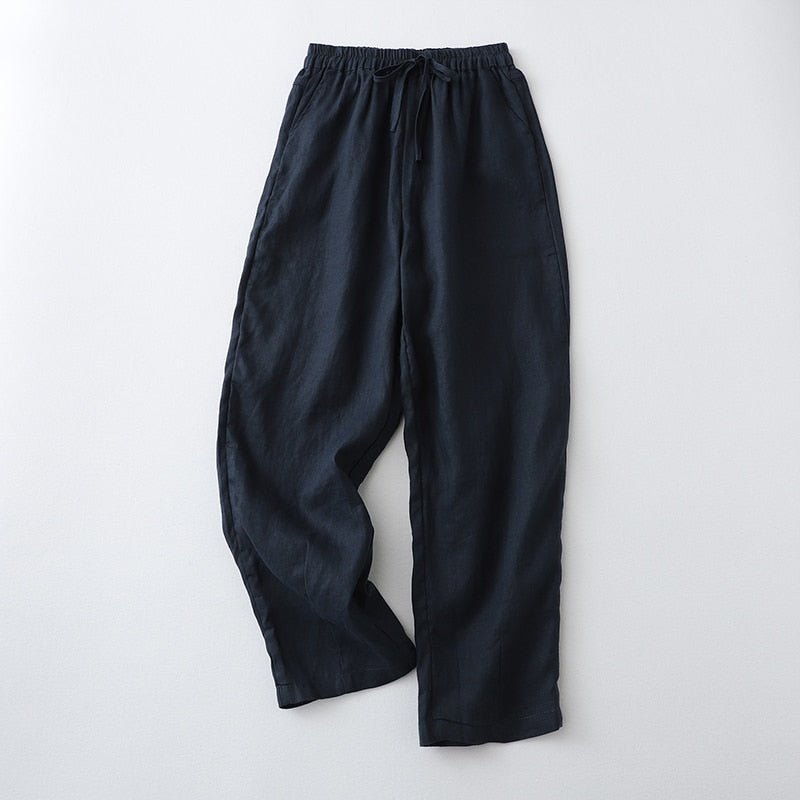 Vintage Cotton Linen Casual Harem Pants Women Breathable Elastic Waist Ankle-Length Trousers Soft Summer Packets U261 - Linions