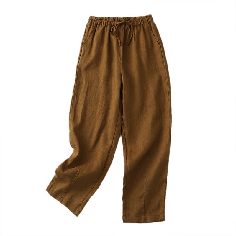 Autumn Cotton Linen Pants Women Candy Color Casual Loose Harem Pants for  Women Ankle Length Trousers Female Elastic Waist Pant
