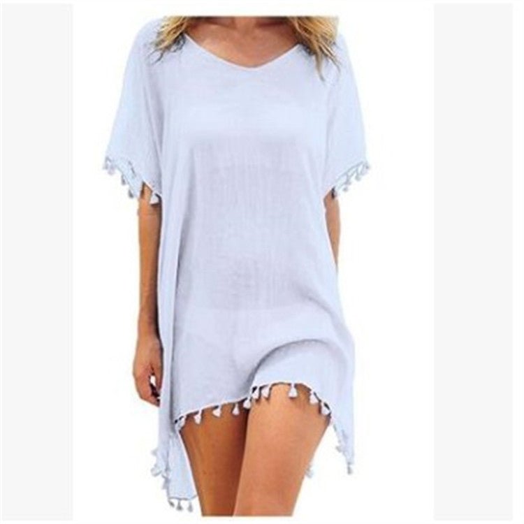 Women Blouses Loose Chiffon Dress Summer Beach Tunic Cover-Up Shirt - Linions