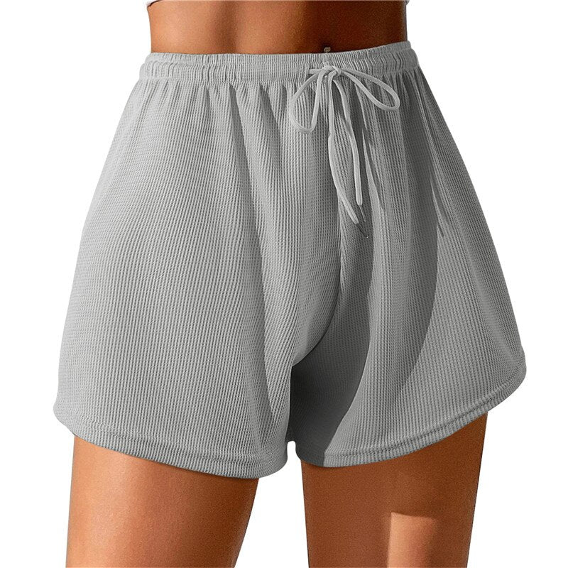 Women Plain High Elastic Waist Summer Casual Loose Shorts Sports Pants