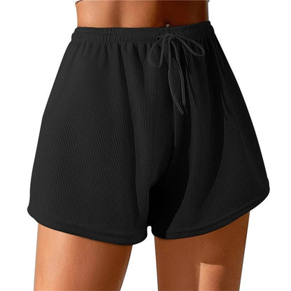 Lopecy-Sta Women's Fashion Solid Color Casual Wide Leg Loose High Waist  Lace-up Shorts Sales Clearance Shorts for Women Workout Shorts Womens Dark