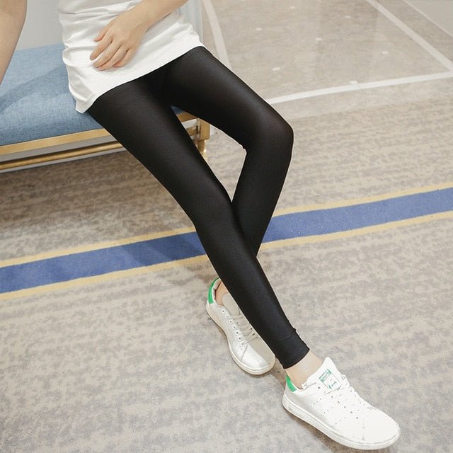 women spring autumn size L leggings lady summer knee length short pants casual stretched skinny shine neon shorts capris - Linions