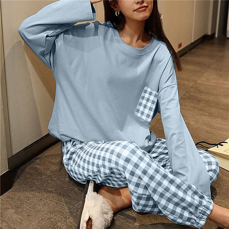 Cheap Pajamas for Women Spring Autumn Long Sleeve Sleepwear Set