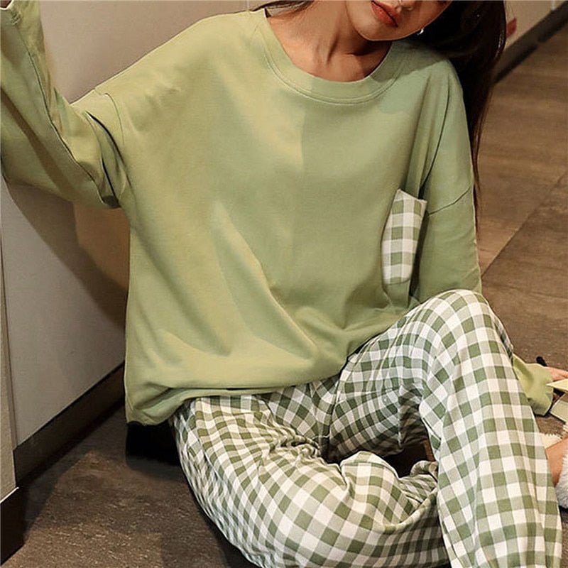 Spring Autumn Women's Sleep Lounge Pajama Long Sleeved Woman Pajama Set  Cartoon Pyjamas Cotton Sleepwear M L